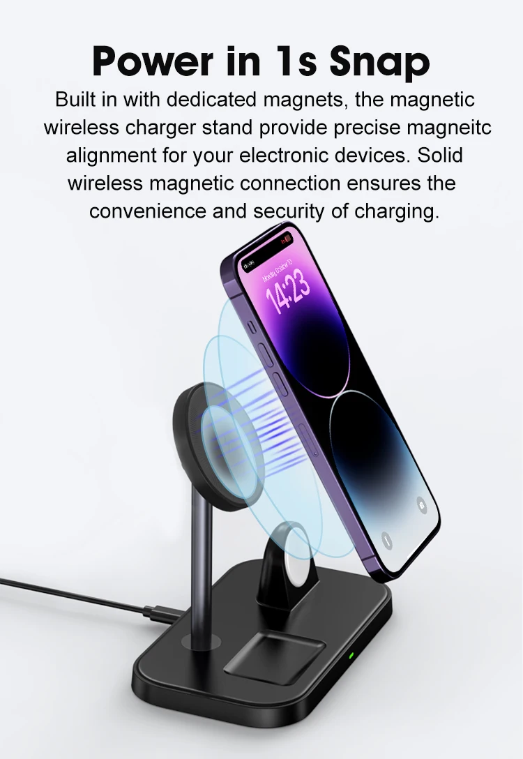 3 In 1 Slim New Design Wireless Charging Stand For Iphone 12 13 14 Pro Max Wireless Charger For