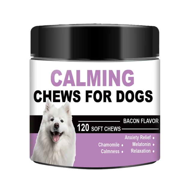 Calming chews Chewable Treats with Melatonin for Dogs Promotes Relaxation  Composure for Daily Stress Supports Balanced Behavior