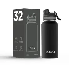 Customized Water Bottle 32oz Hot Cold Insulated Water Bottle Stainless Steel Water Bottle With Straw Brush