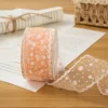 4cm champagne orange printed ribbon 10 yards