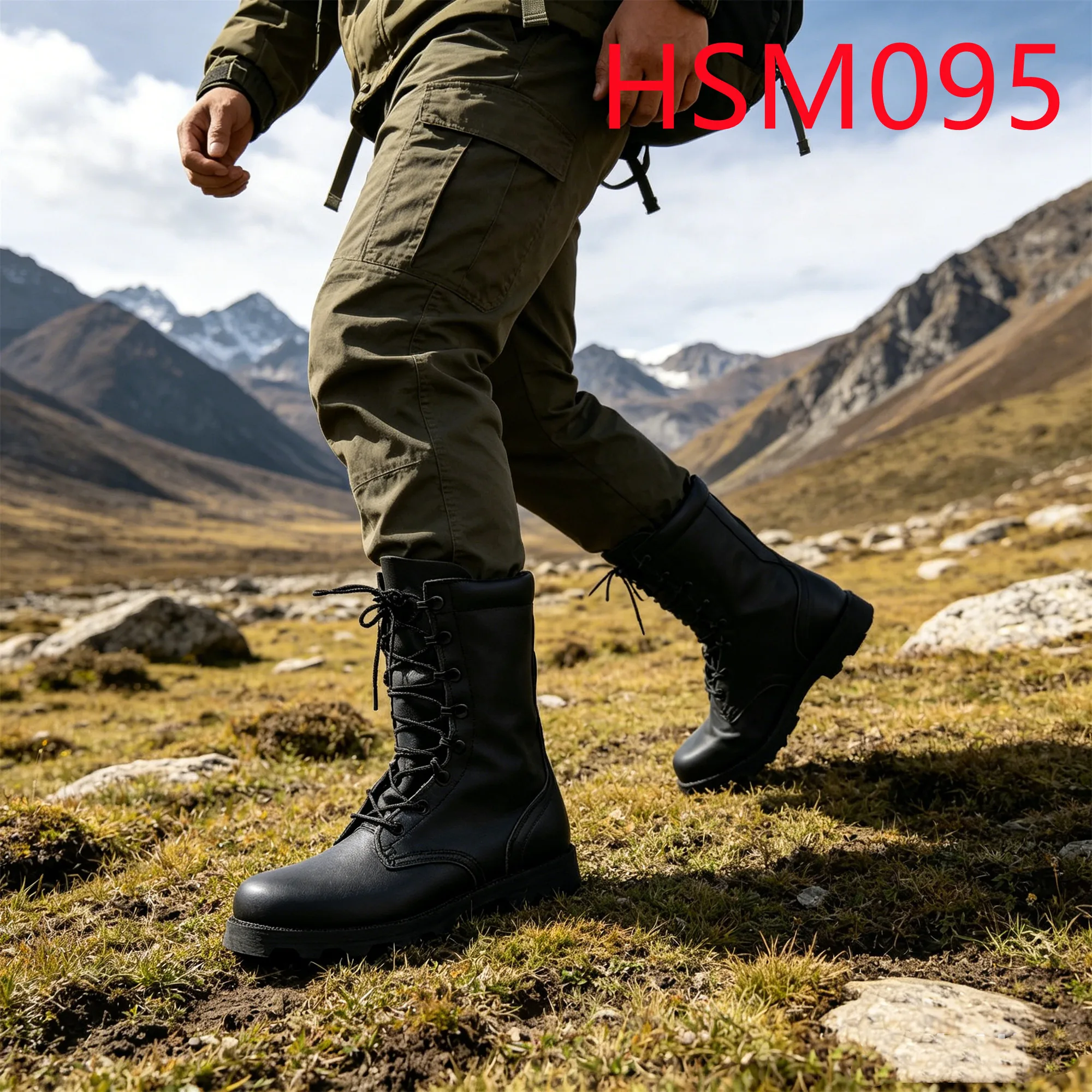 HY,Physical Training No Marking Rubber Sole Tactical Gear Boots Factory Wholesale High Abrasion Full Leather Combat Boots HSM095