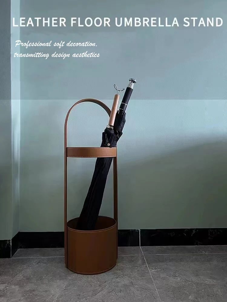 Оптовая продажа высокая круглая креативная стойка для зонтиков металлические кожаные подставки уникальные декоративные