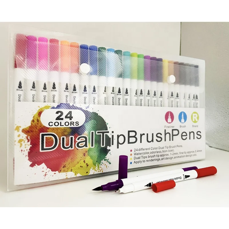 24/30/36/40/48/60/80 Colors Marker Bursh Pen Highlighter Double