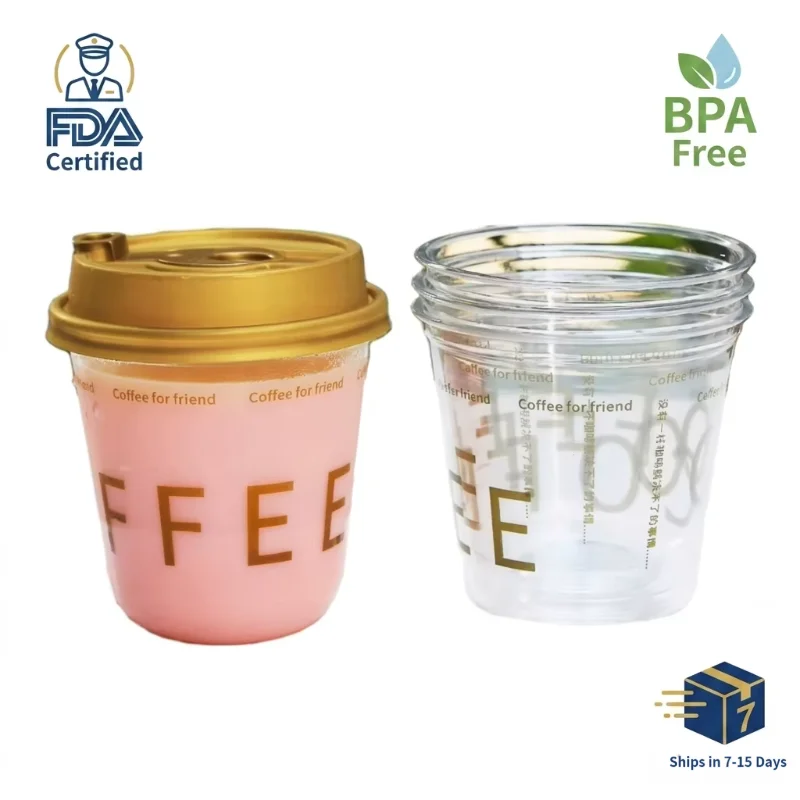 Custom Logo Wholesale 12oz 16oz U-Shape PET Plastic Cold Drink Cup Food Grade Disposable Clear Coffe