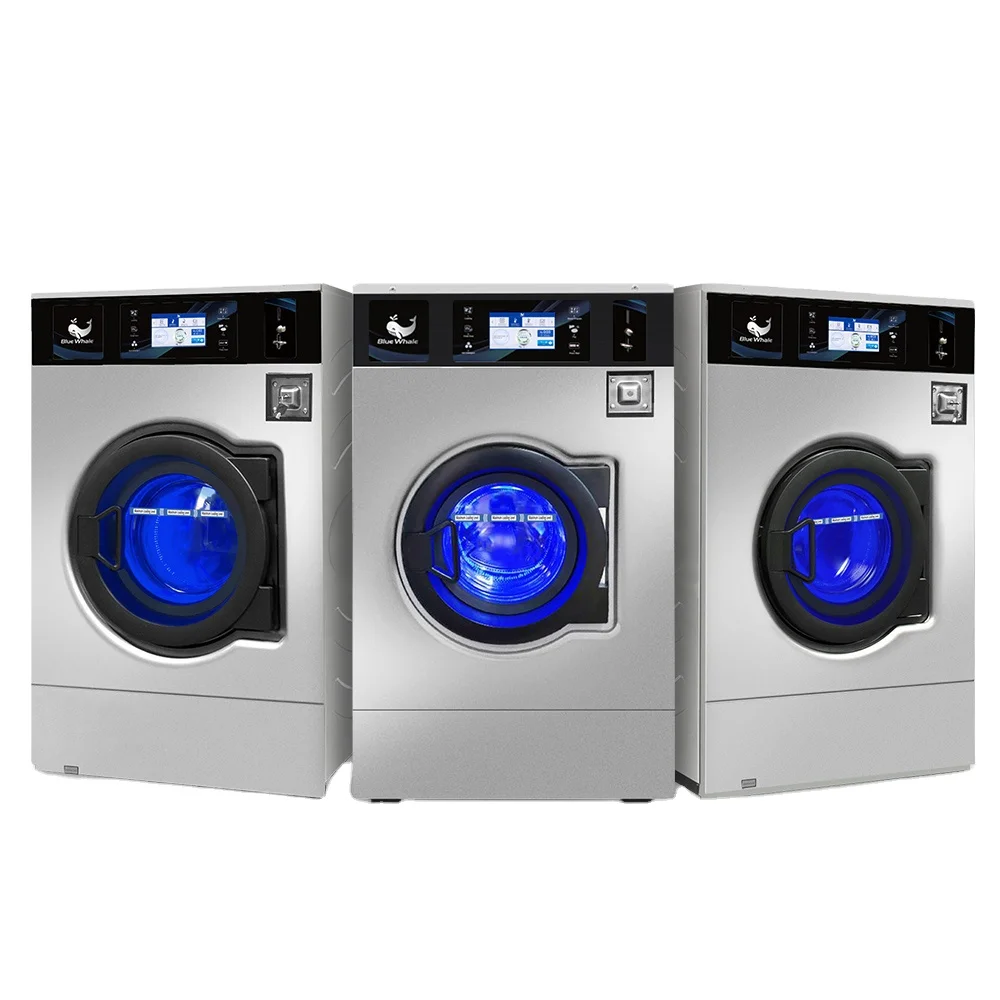 Blue-whale Coin Operated Washing Machine and Dryer Commercial Laundry Equipment Digital Screen