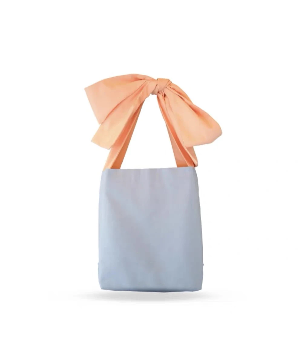 Wholesale Casual Cute Girl Personalised Bowknot Tote Bag Canvas Foldable Reusable Shopping Cotton Bow Tote Bag
