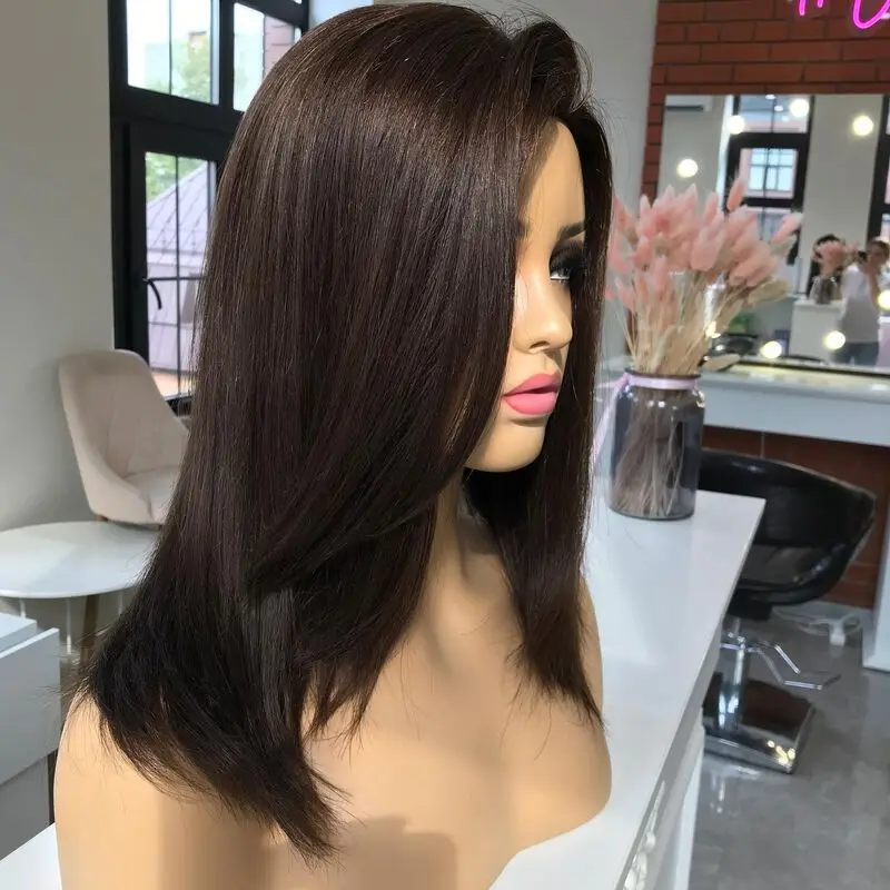 Russian Virgin Human Hair Double Fine Mono Base Jewish Hair Lace Topper with Natural Bangs Size 6x6 Inch