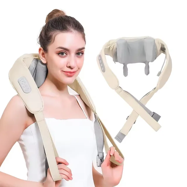 Rechargeable Wireless Neck and Shoulder Massager Heated Shawl for Body Relaxation Cervical Instrument Portable Massage Pillow