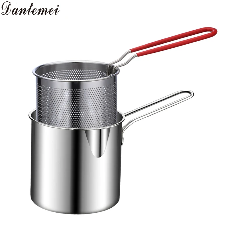 China Supplier Cookware Cooking Pot Round Fryer Pan Stainless Steel Deep Fryer Pot With Filter Basket