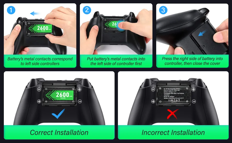 4x2600mah Xbox One Controller Battery Pack High Capacity Rechargeable
