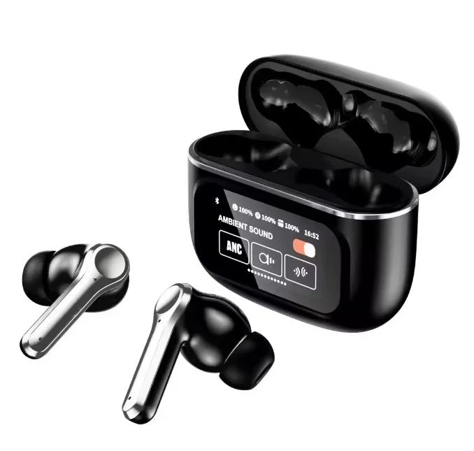2024 New Design Touch Screen Yx30 V8 Tws Earphones Anc Big Battery True Wireless Earphones Gaming Running Headphones