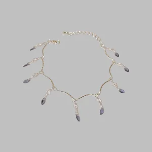 Exquisite Silver Bracelet with Purple Crystal Tassels Delicate Chain Fashionable Jewelry for Women Summer Beach Daily Wear