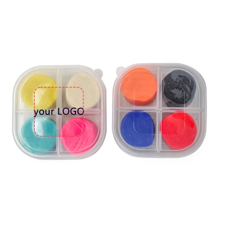 Заводская оптовая продажа детские развивающие мягкие игрушки для игры в тесто 1 унция 4 цвета маленькая квадратная пластиковая коробка