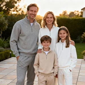 Customization Fleece Cotton Quarter Zip Premium Mid-weight Eco-Friendly Relaxed Fit Lounge Wear Basics 1/4 Zips Pullover Hoodie