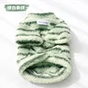 Green and white striped - two-foot striped fleece sweater