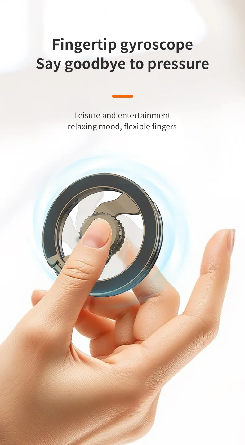 Fingertip Gyroscope Magnetic Phone Holder Fully Foldable Double Sided Stand with Kickstand for Smartphone