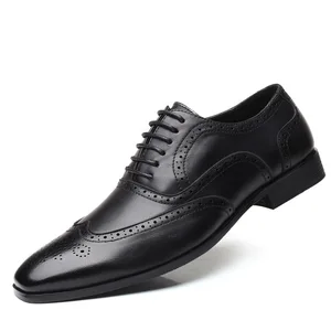 2023 New Products Italian Party Dress Shoes Tie Lace  Leather Shoes Fashion Oxford Stylish Dress Shoes for Men