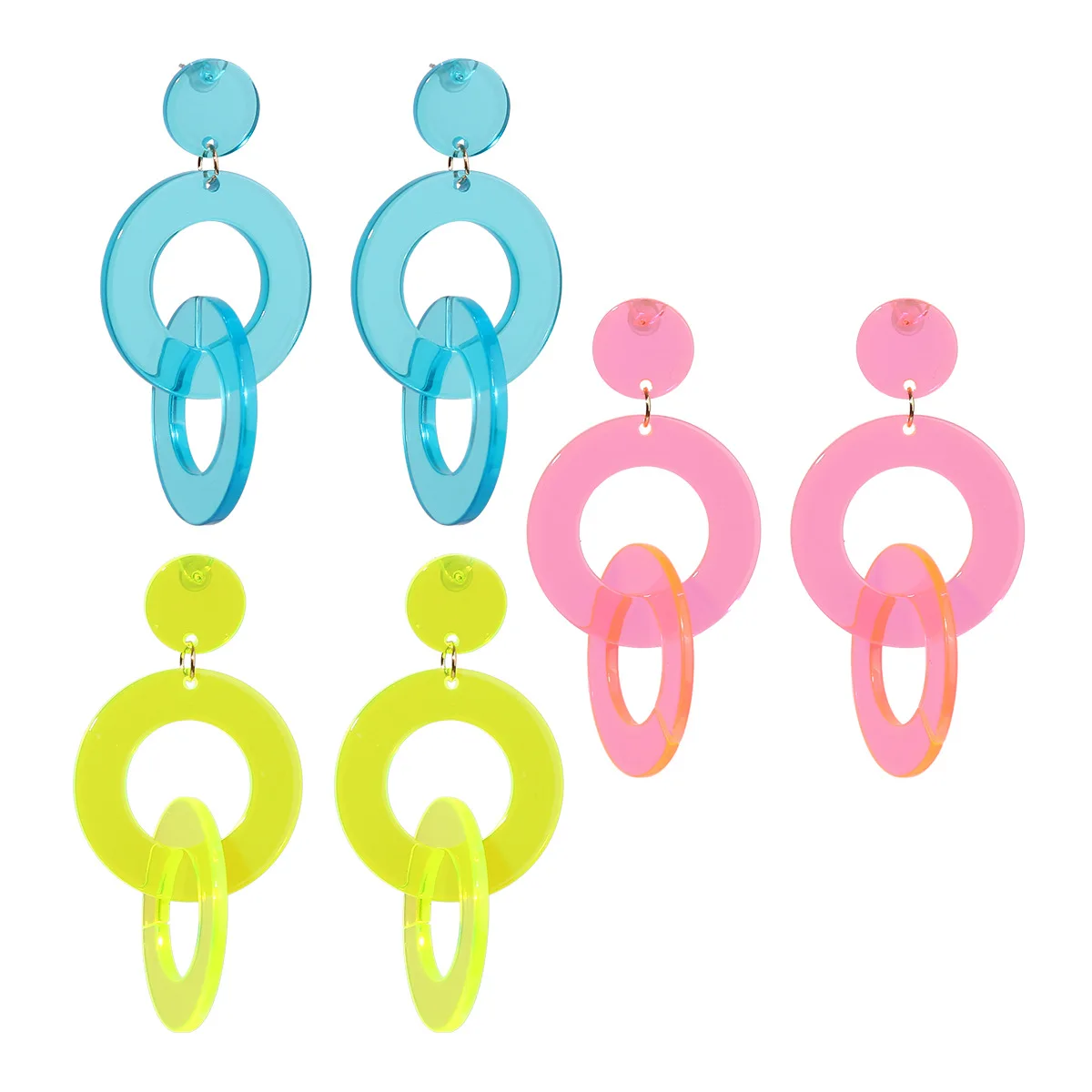 Summer New Arrivals Elegant Acrylic Drop Earrings for Women Neon Color Loop Fashion Jewelry in Line with Summer Style