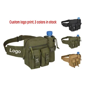 Custom Logo Print Men's Outdoor Sports Running Waist Bag Tactical Water Bottle Storage Function Waterproof Bag Waist Pack