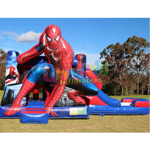 Outdoor custom commercial kid obstacle juegos inflables game combo castle inflatable bouncer slide jumper spiderman bounce house