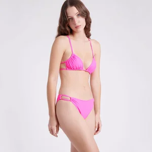 Manufacturer Wholesale Popular pink Triangle Bag Strap Bikini High Quality Nylon Fabric Split Swimsuit 2 Set Scoop Neck