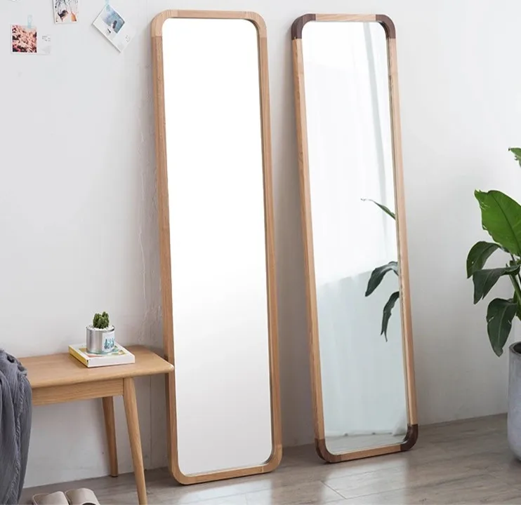 Large Rectangular Wood Frame Full-Length Standing Mirror Luxury Home Decor Dressing Anti-explosion for Dressing Room Use