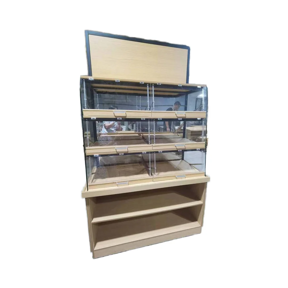 Light Duty Bread Display Shelf Retail Shop Supermarket Shelving Made of MDF Wood and Metal for Bakery Use