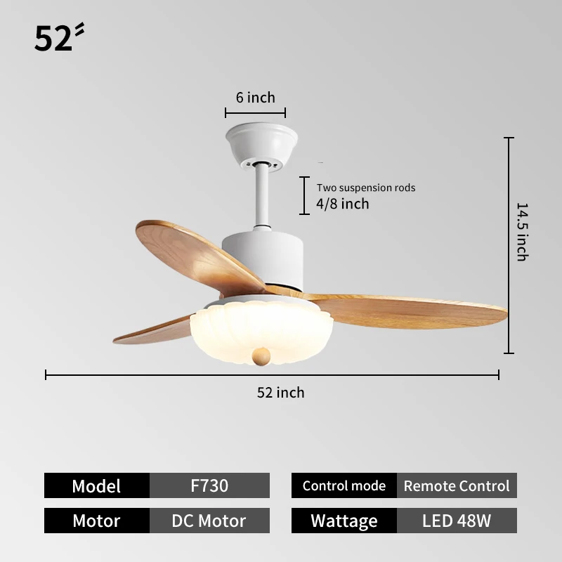 52in ceiling fans with light and remote dimmable 3cct reversible bldc motor abs blades for bedroom living room631-18