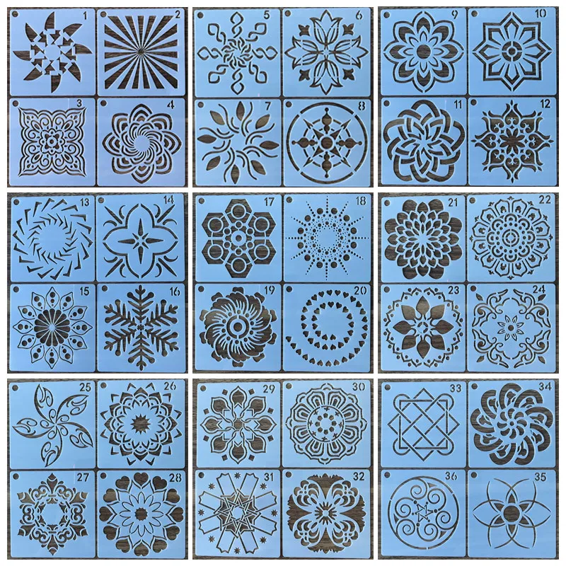 Hot Sale 16 Pcs Set PP Cappuccino Template Latte Art Plastic Decorating Coffee Stencil