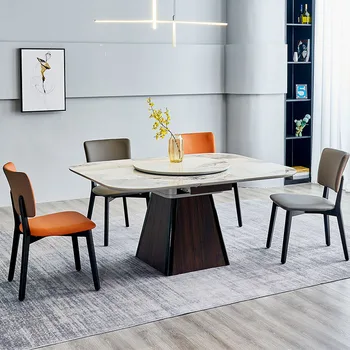 Extendable dining table ceramic living room furniture set luxury modern extendable dining table set