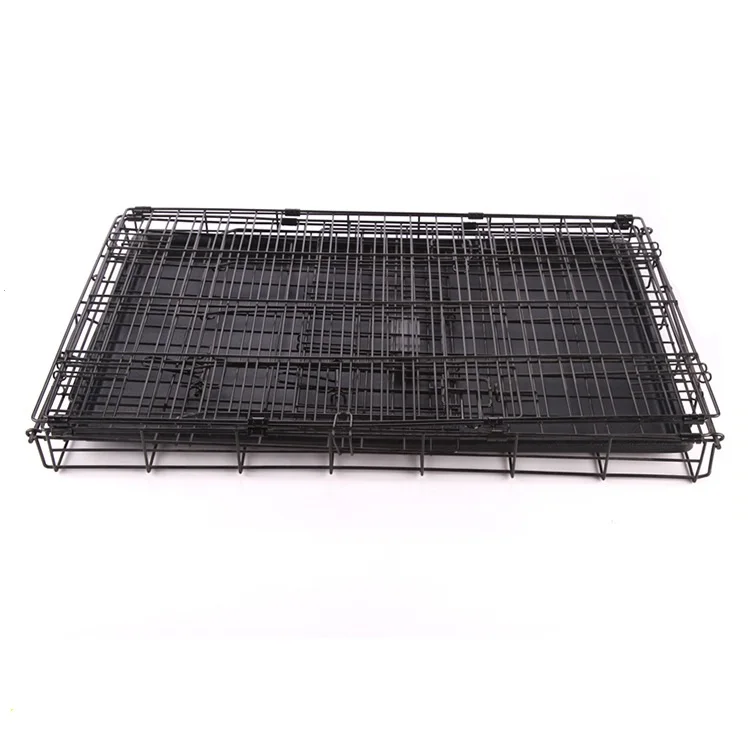 Large Size Folding Dog Cage with Encrypted Iron Wire Bold Angle Design Solid Pattern Breathable Feature