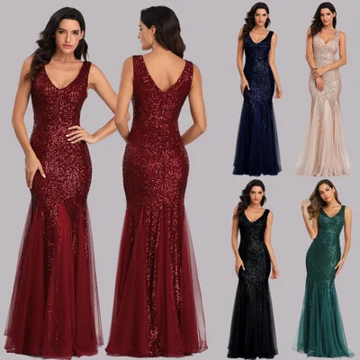 Vestido largo corte sirena en rojo
