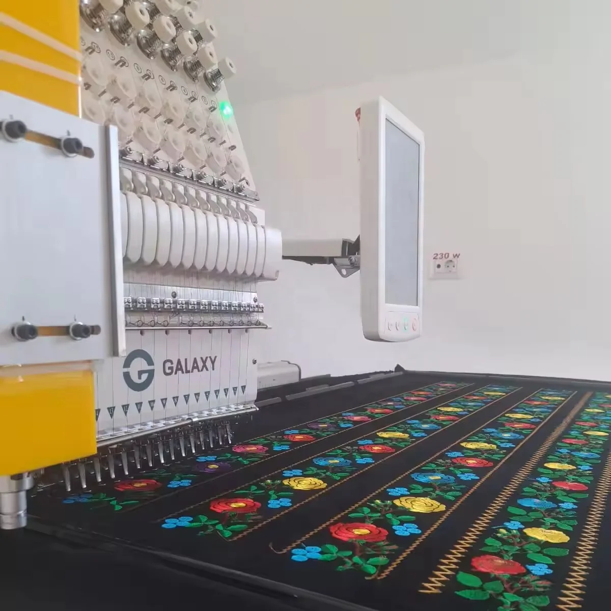 GALAXY HIGH SPEED 12 15 NEEDLE  SINGLE HEAD FLAT LASER CUTTING APPLIQUE  EMBROIDERY MACHINE LOGO PATCHES FABRICS LACES CLOTHES