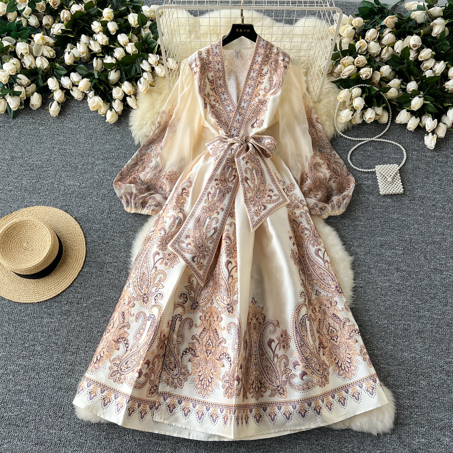 Empire Waist Long Sleeve Plus Size Tunic Dress