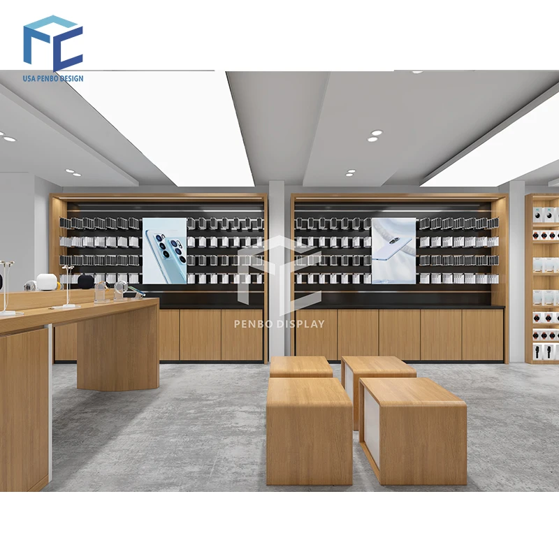 USA LOCAL Simple Small Cell Phone Accessory Stores Interior Design Customized Shop Counter Table Design to Display Mobile Phone