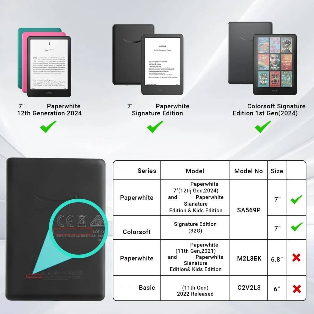 product for laudtec 2024 signature edition auto sleep wake foldable case clear leather hand strap clear case kindle paperwhite 12th gen-3