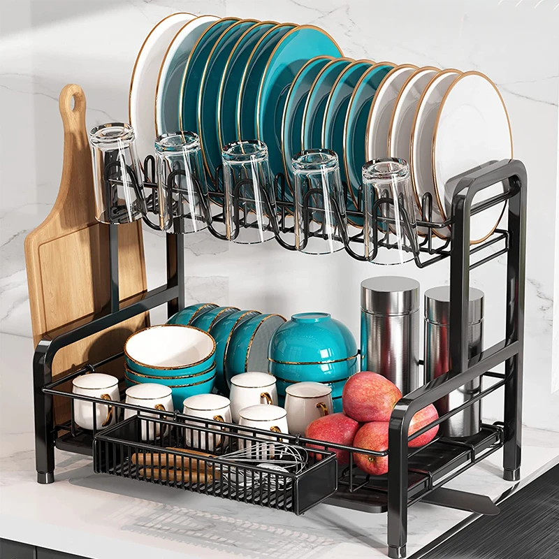 Best Tier Dish Rack Stainless Steel Sink Drain Rack Kitchen Helper Basket  Kitchen Vegetable Storage Dish Drainerrack