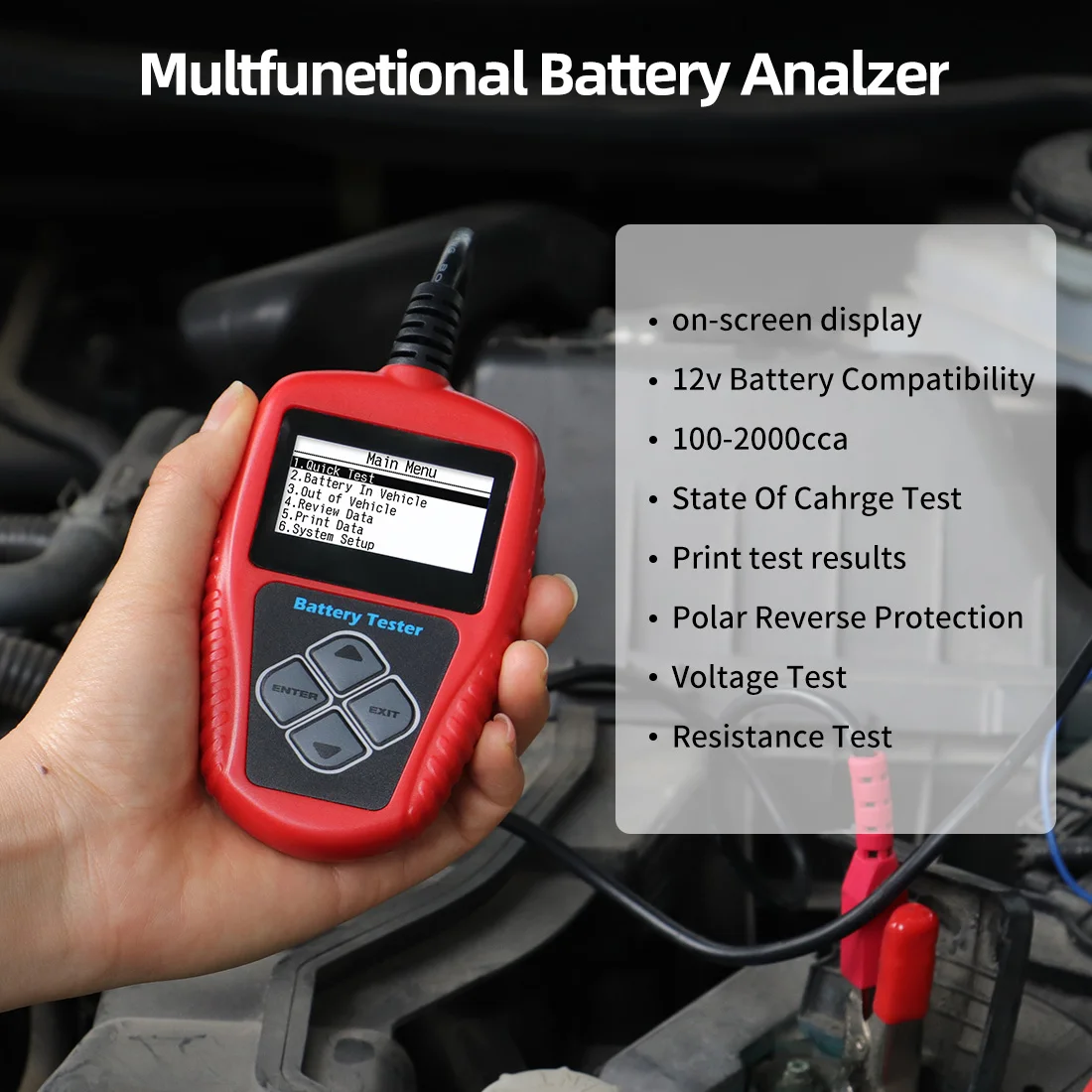 Quick test of Battery Status Short Circuit protection Automatic Temperature Compensation High Precision Battery Tester with Usb