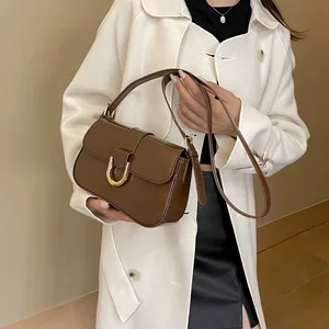 A-29 High-End Small Satchel New Zip French Niche Korean Women's Handbag Underarm Shoulder Crossbody Made Polyester Leather PU