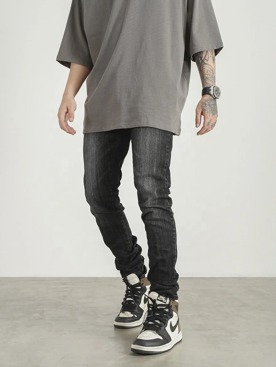 Custom Label Trousers for Men Drop Ship Boys Men Streetwear Stock Skinny Jeans Custom