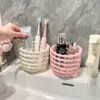 Cesta de almacenamiento tejida de cerámica [tamaño grande] blanco y rosa