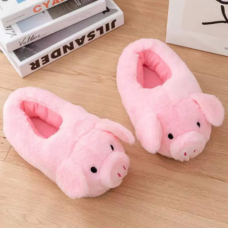 Custom Plush Slippers Soft Indoor Simulated Pink Pig Animal Women