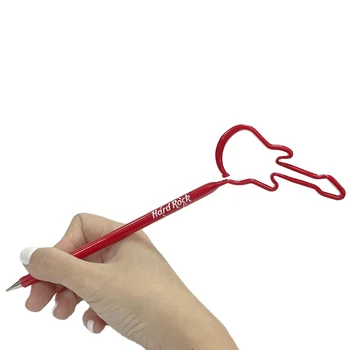 Promotional Logo Pen Custom Guitar Shaped Rock And Roll Plastic Cute Ballpoint Roller Red Prefect For Band Live Music Concert