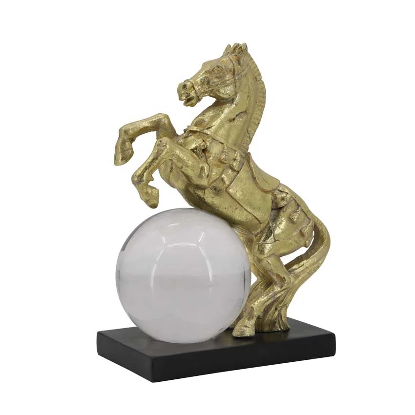 Crystal Ball  Decorative Horse Statue Home Crafts Resin Animal Creative Fiberglass For Office Decor