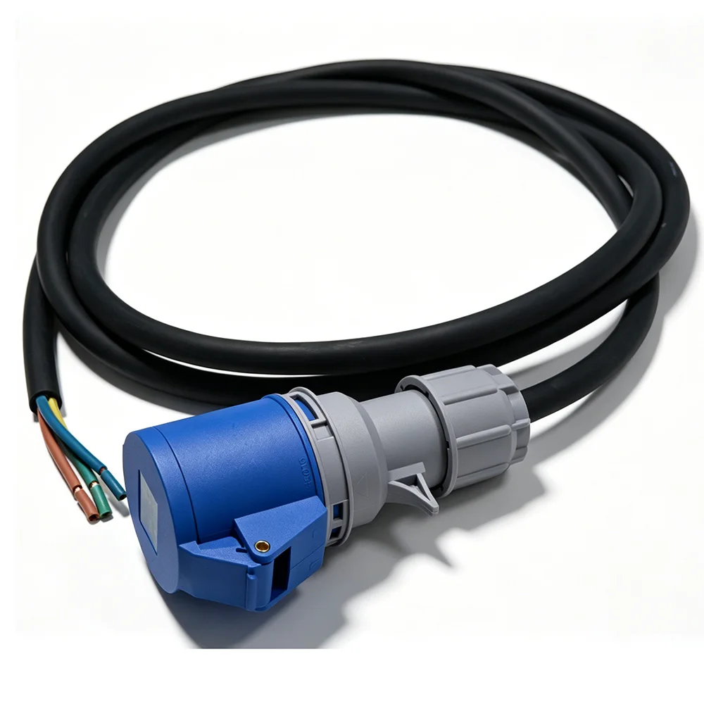 CEE 32A 3Pin Female Socket Power Cord H07RN-F Neoprene 3*6mm² Cable with Ring Terminal or Open End