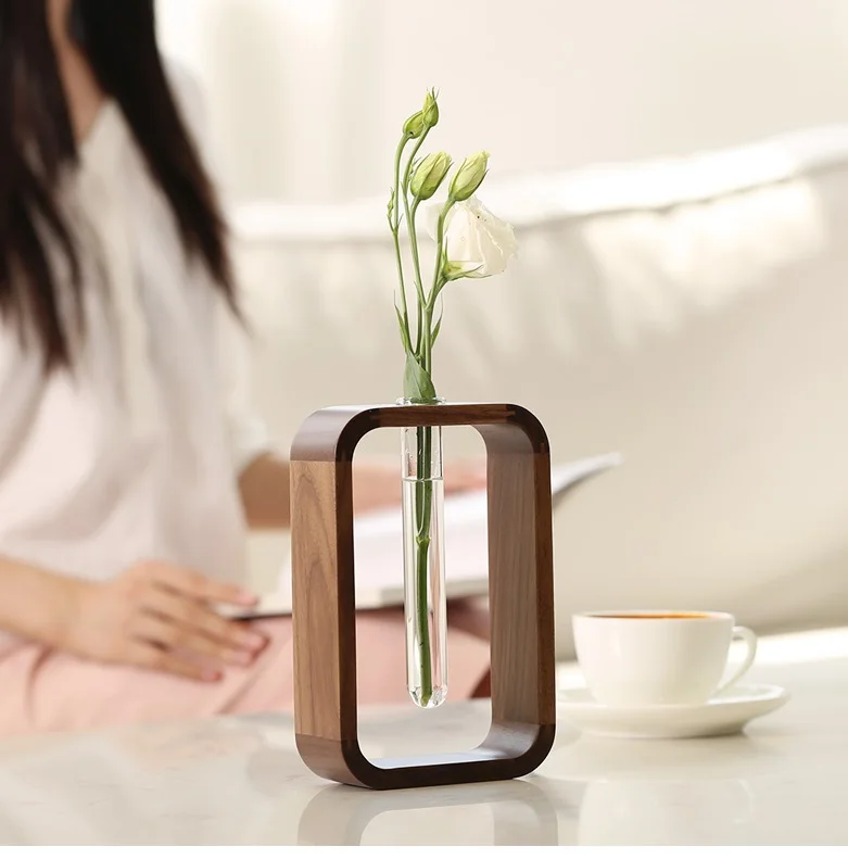 Simple Modern Glass Vase Hydroponic  Ware Light Luxury Wood Products Home Furnishings