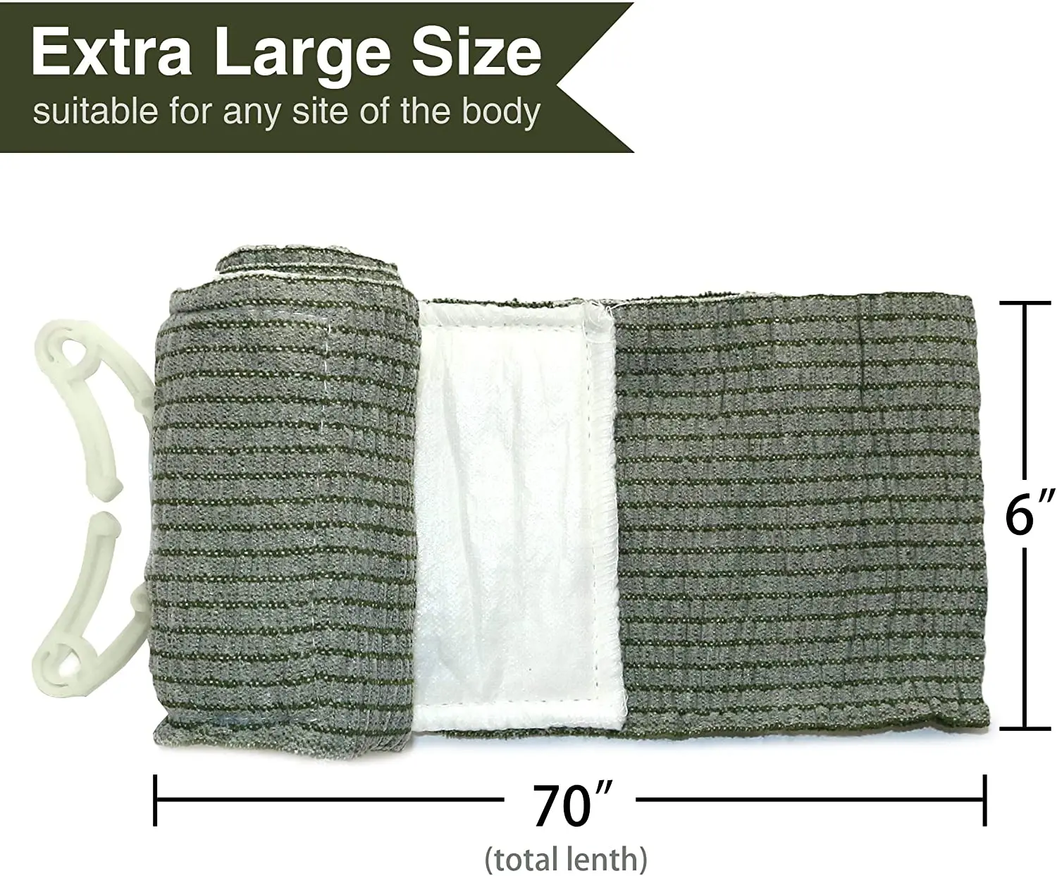 ASA TECHMED Israeli 6 Inch Compression Bandage - First Aid Wound Injury Sterile Battle Dressing - EMS Emergency Bandage Stop The Bleed Control Medical Trauma Bandage - Pack Of 5