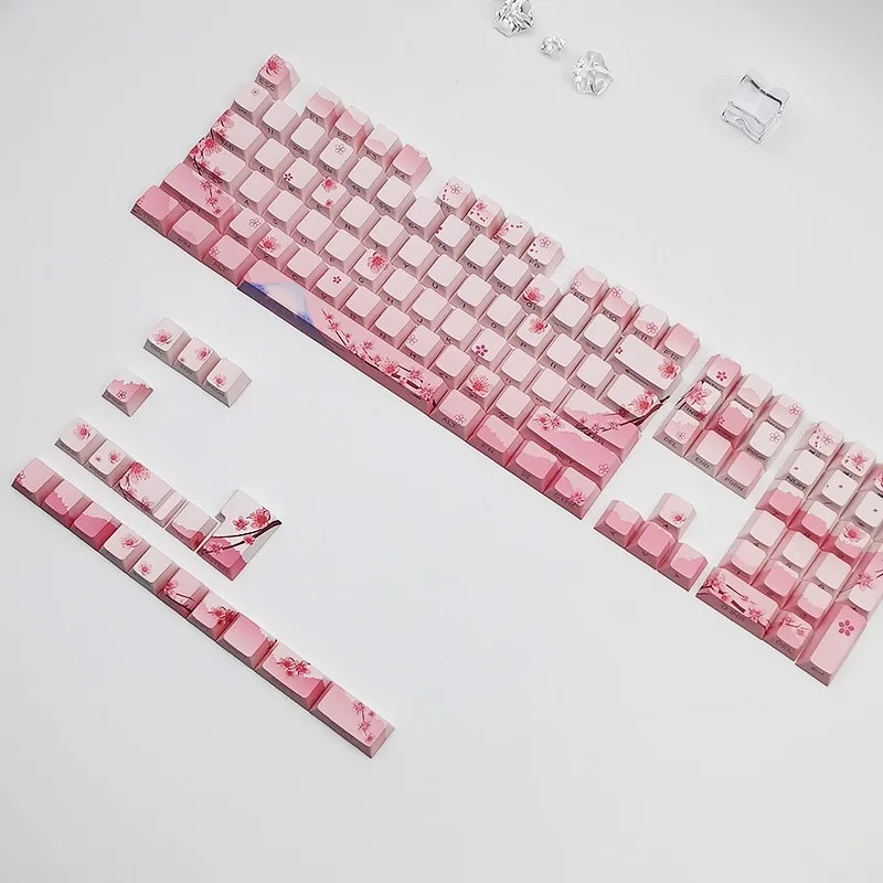 Çiçekleri klavye tuş yan baskı kiraz profil 127Key karakterler tüm