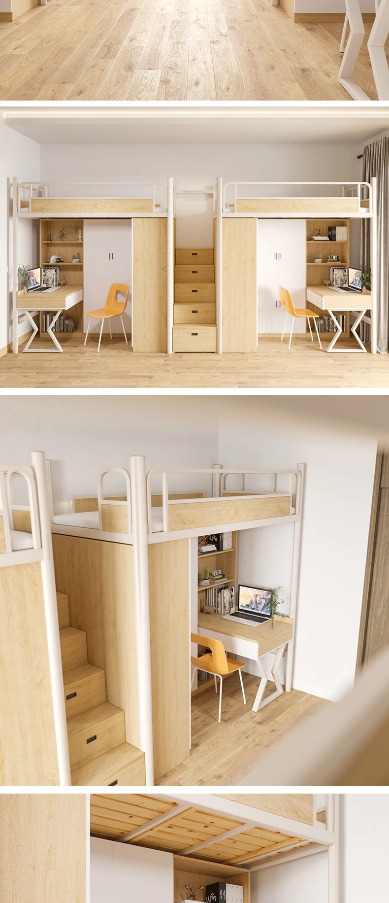 product metal iron frame bed students apartment bunk dormitory beds writing tables storage cabinets wardrobes for bedroom hotel school-9