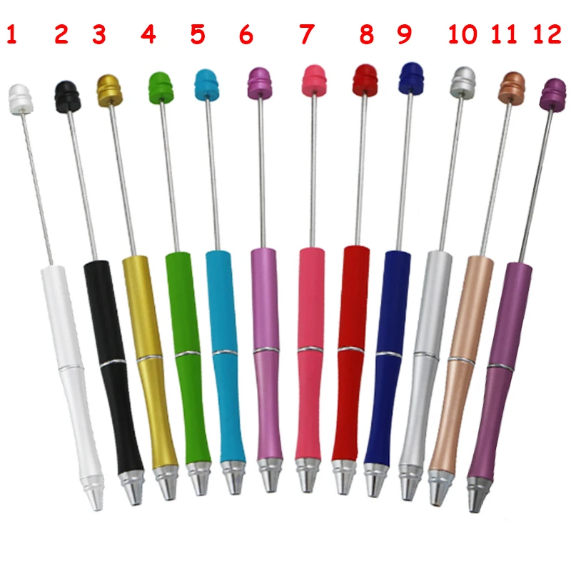 Sturdy Heavy 12 Colored Constructed Entirely Add a Bead Blank Wholesale Metal Beadable Pens for Diy